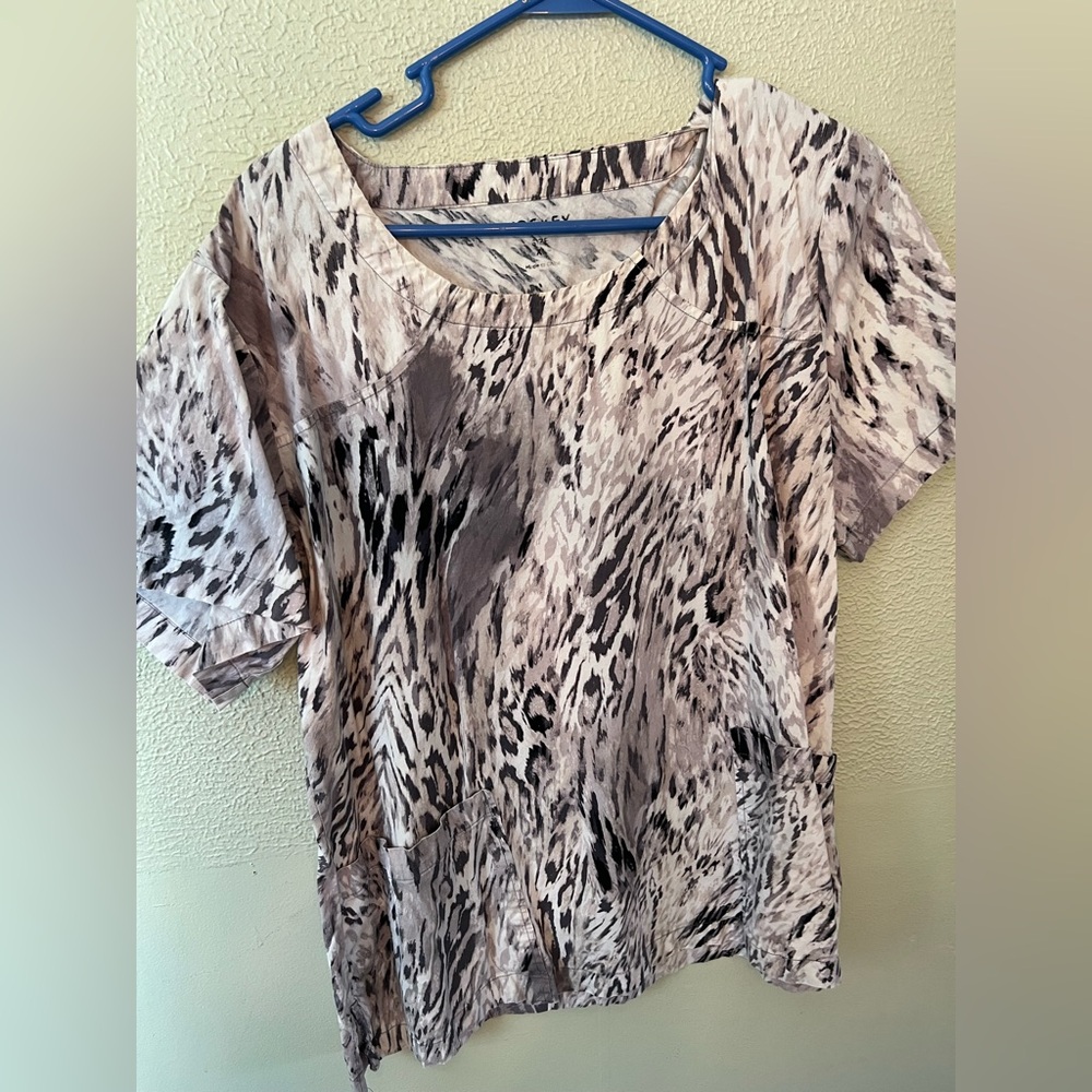 Animal Print Women's Scrub Top
